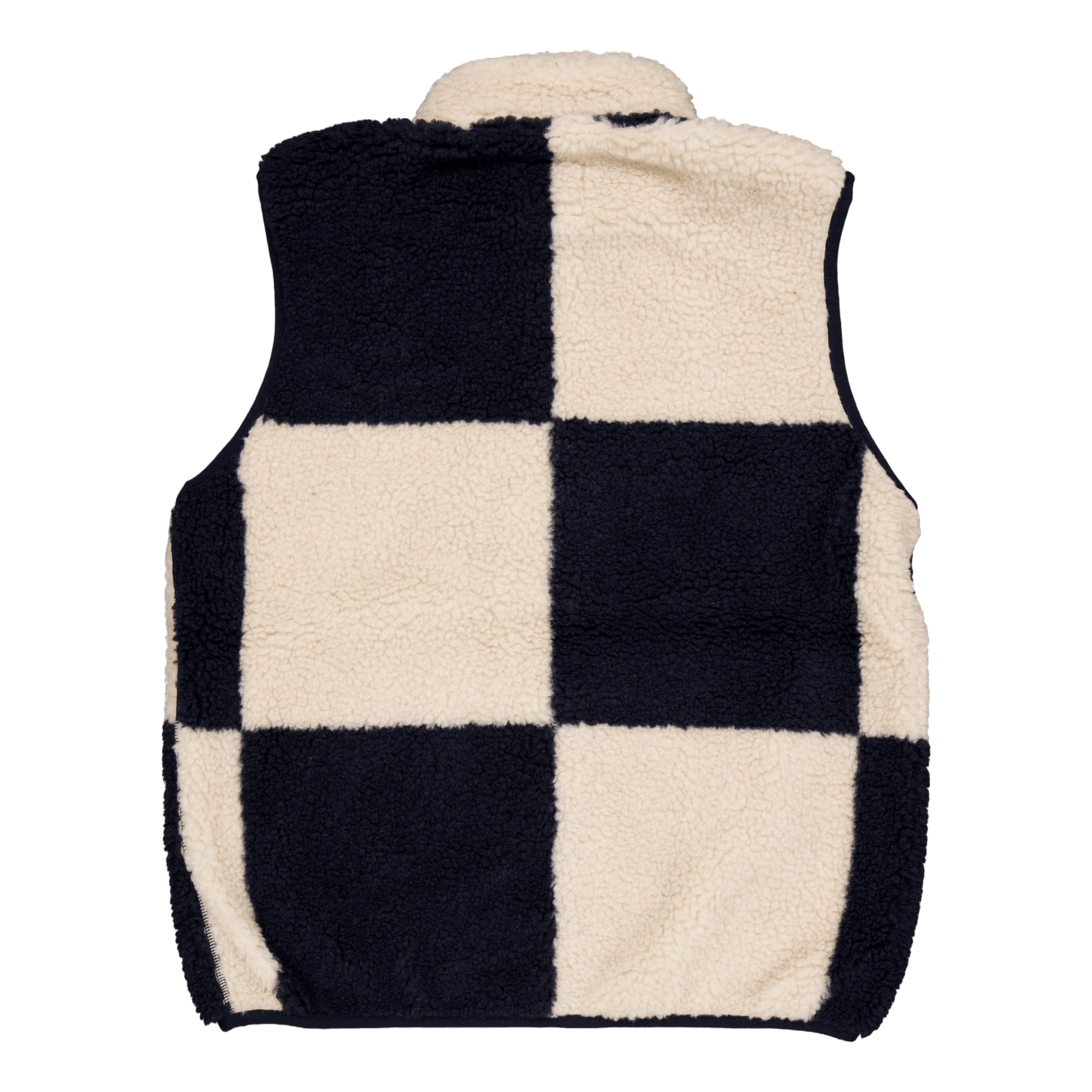 Checkered Sherpa Vest Natural / Navy Check