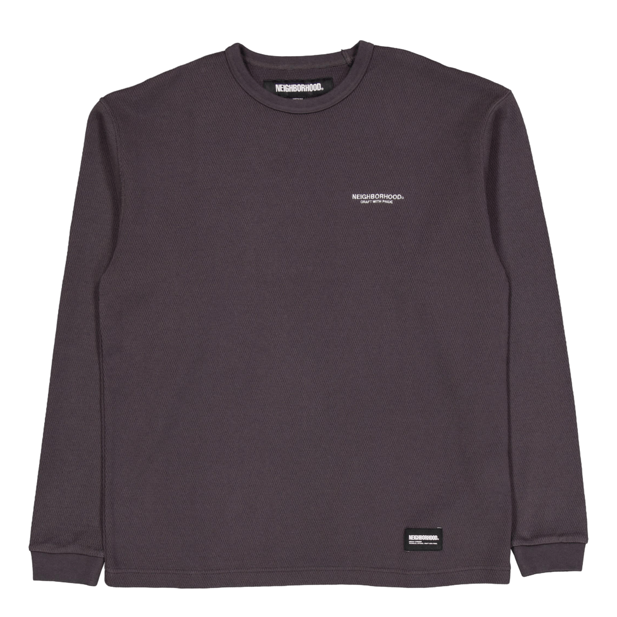 Honeycomb Fabric Crewneck Ls Charcoal