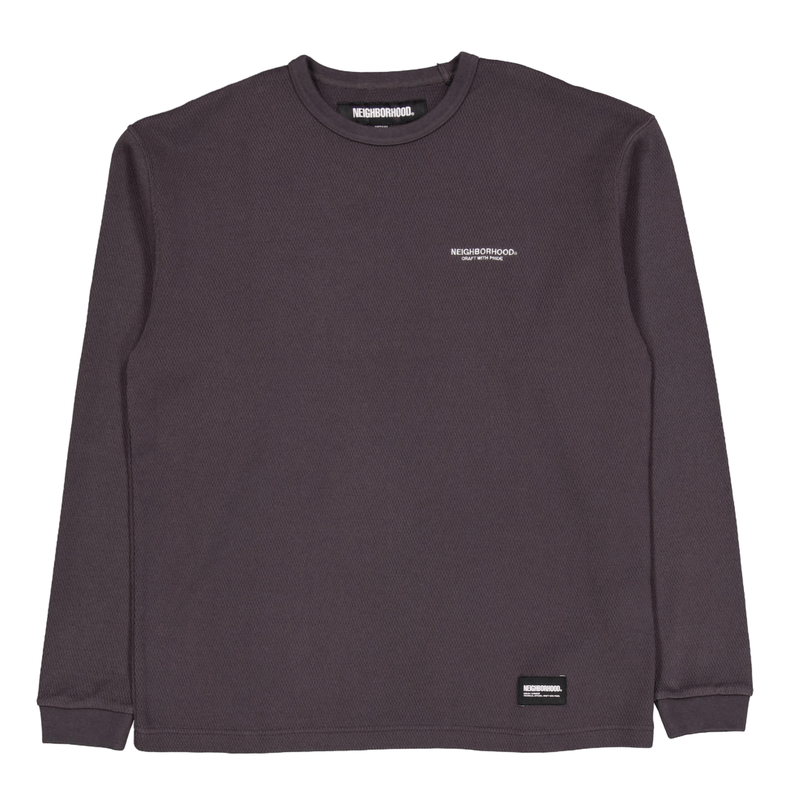 Honeycomb Fabric Crewneck Ls Charcoal