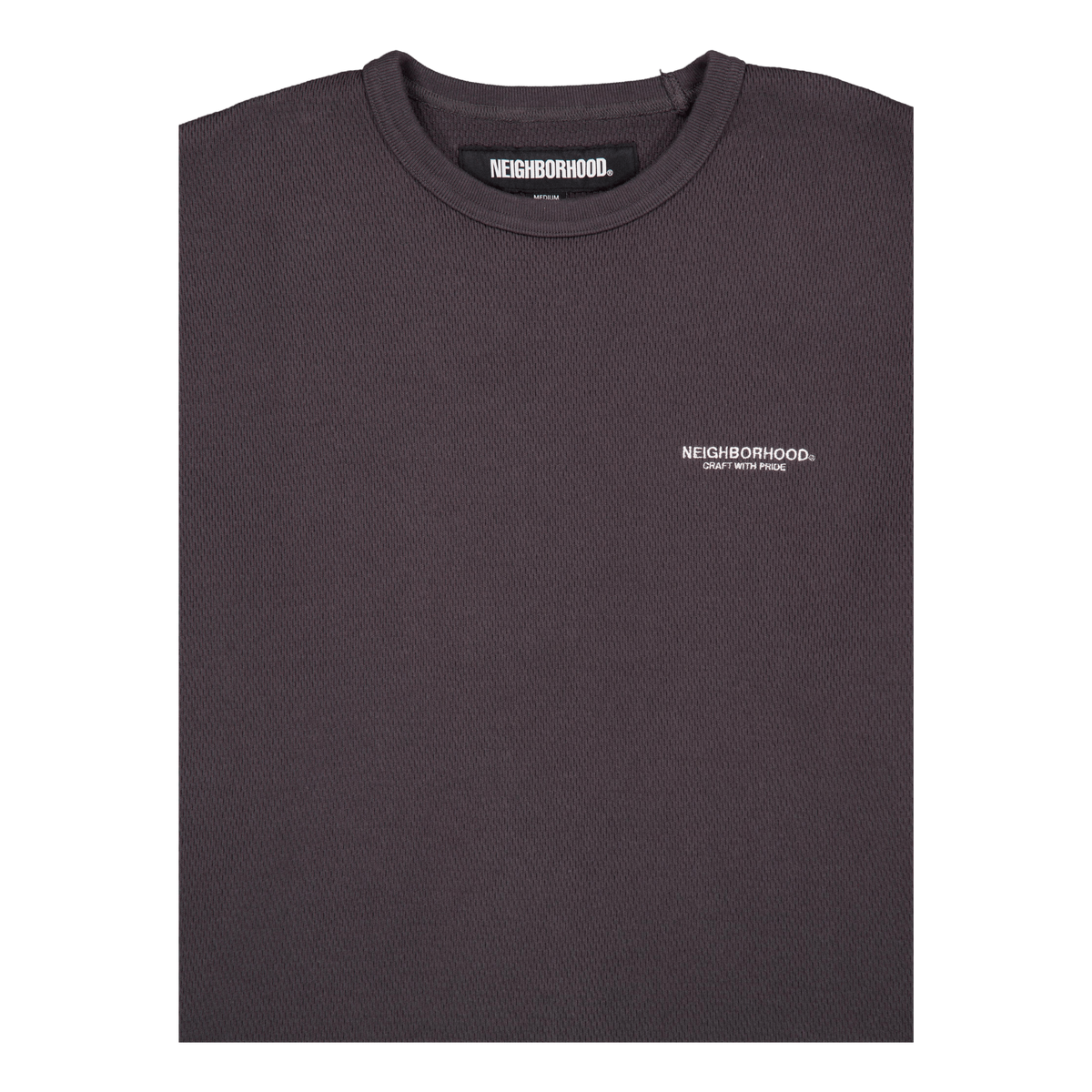 Honeycomb Fabric Crewneck Ls Charcoal