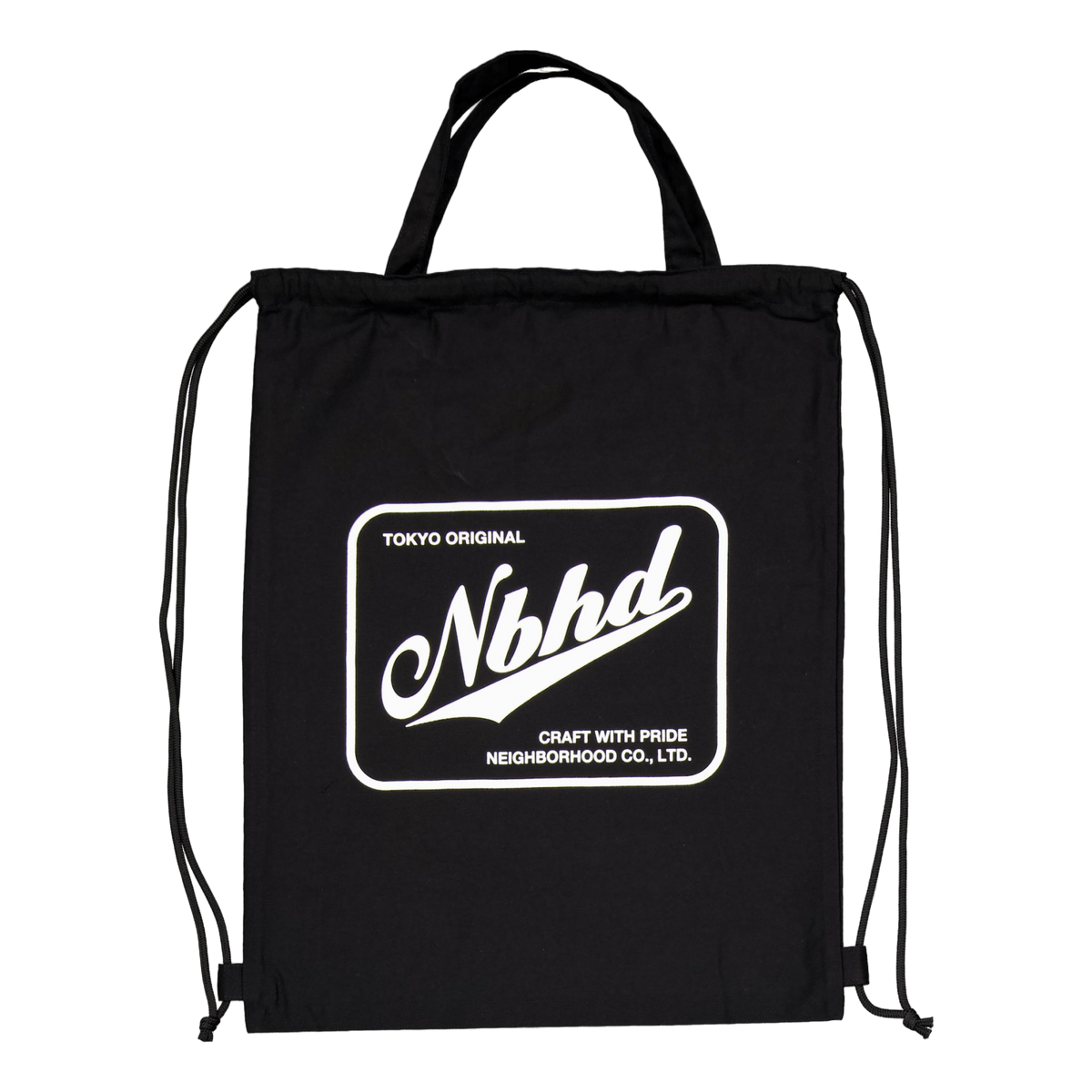 Logo Drawstring Tote Bag Black