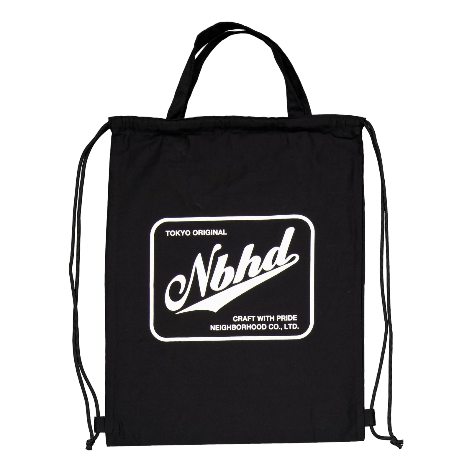 Logo Drawstring Tote Bag Black