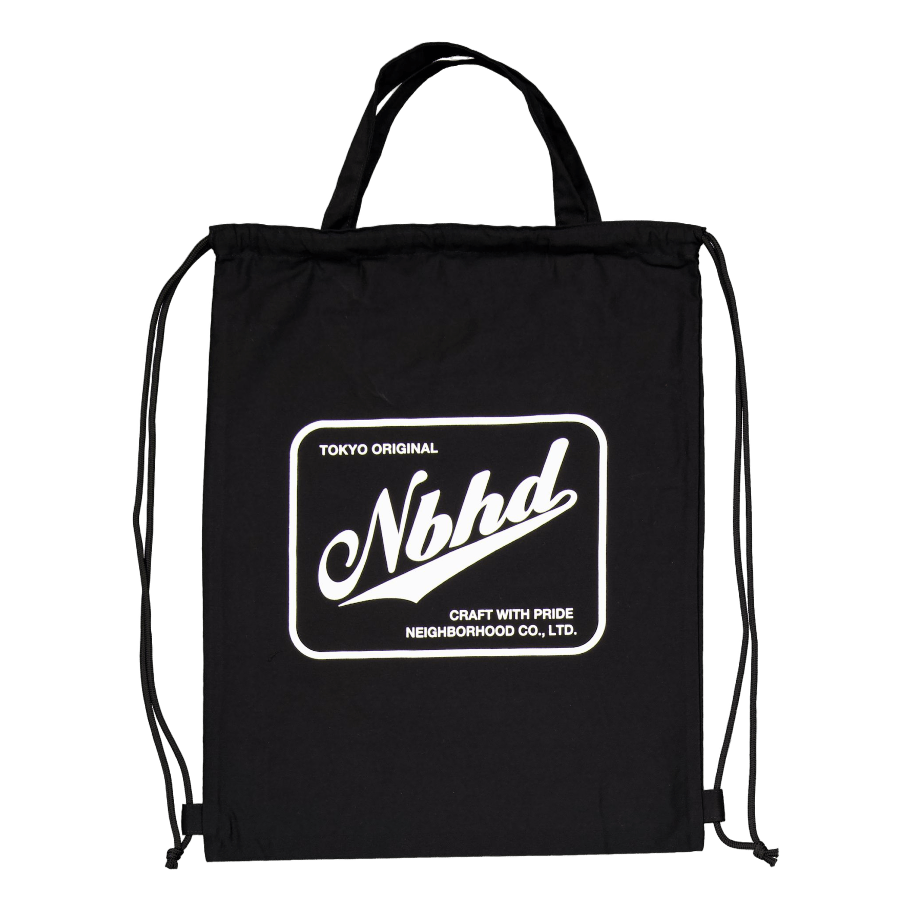 Logo Drawstring Tote Bag Black