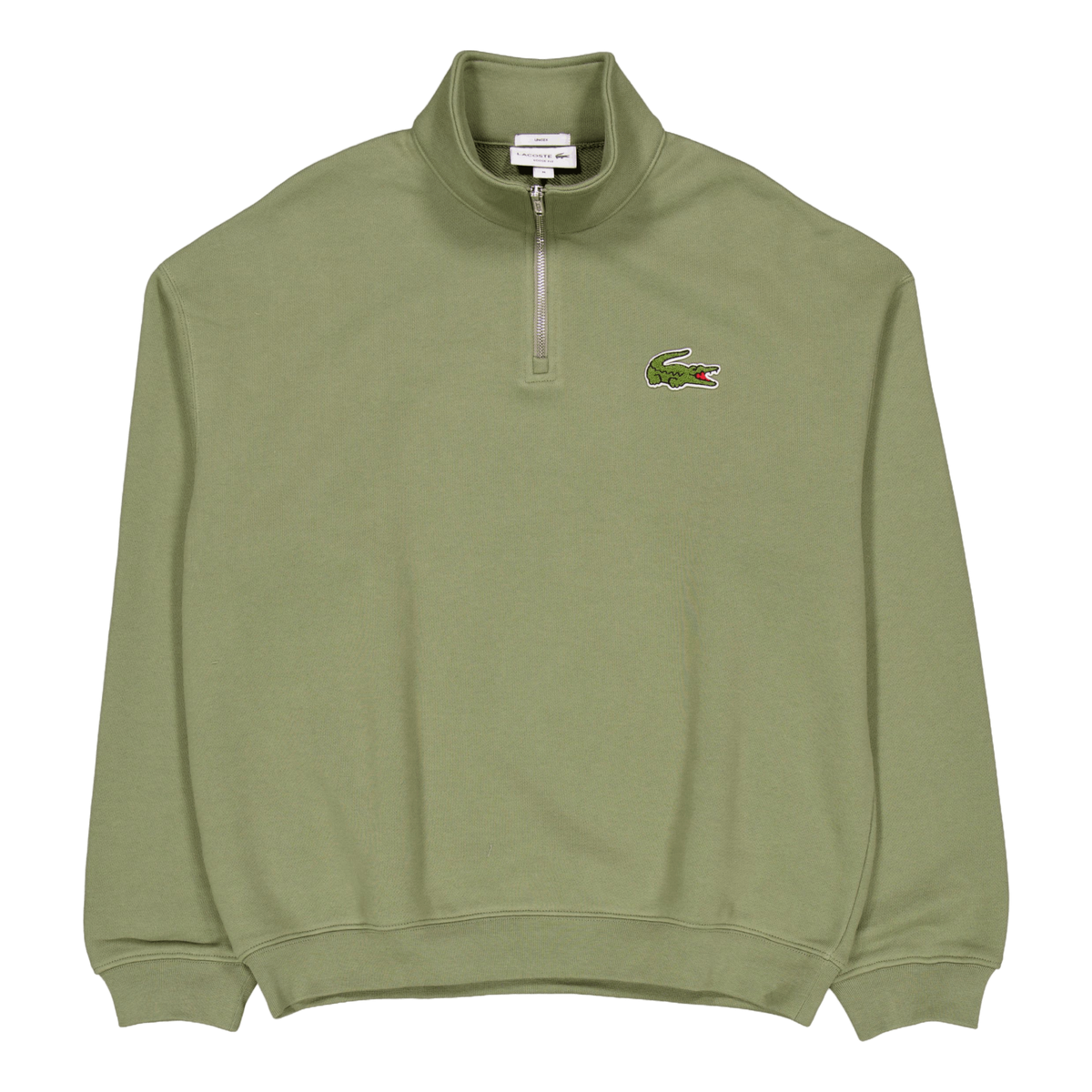 Loose Fit Zip Neck Badge Accen Bmy Khaki