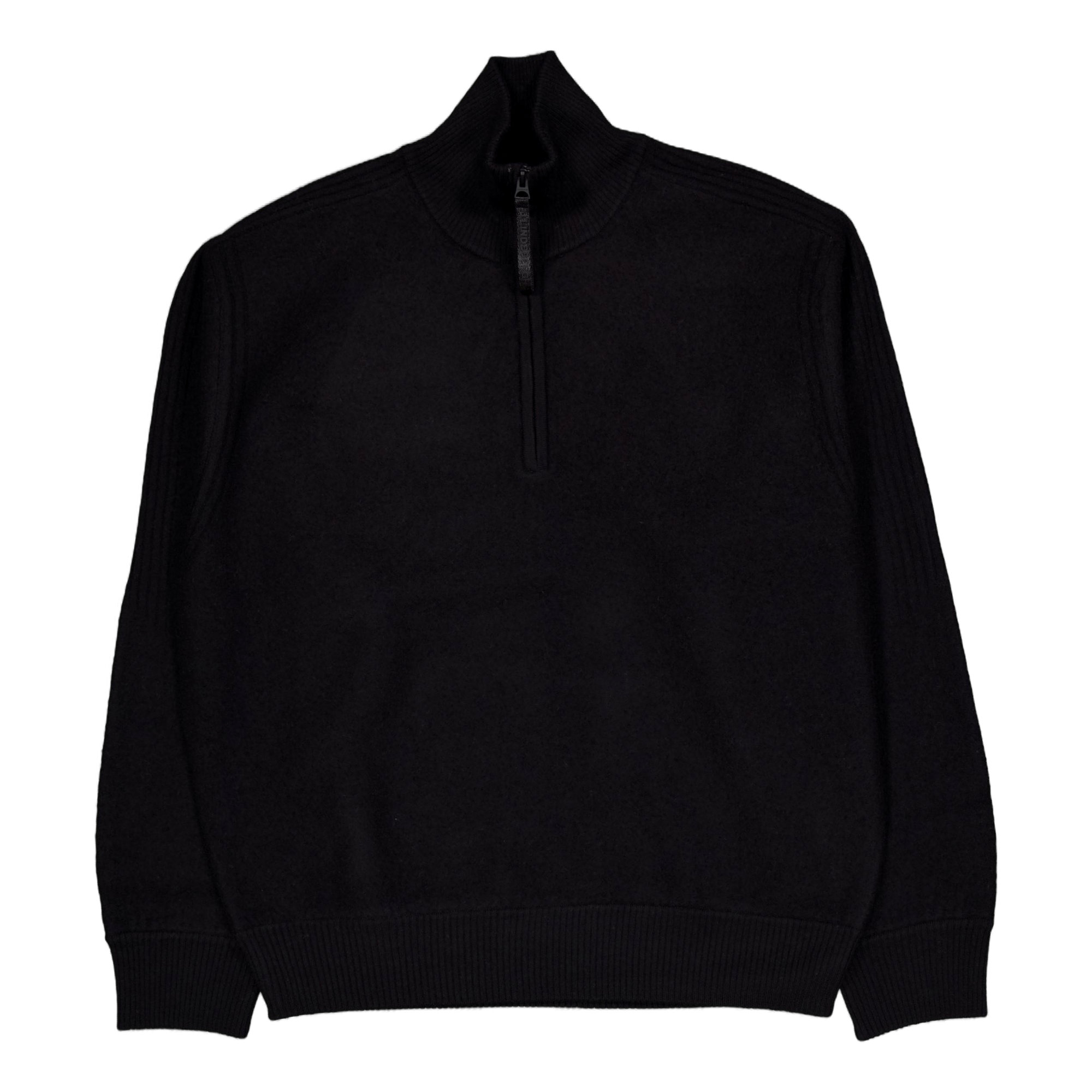 Bon Boiled Wool Quarter Zip Black