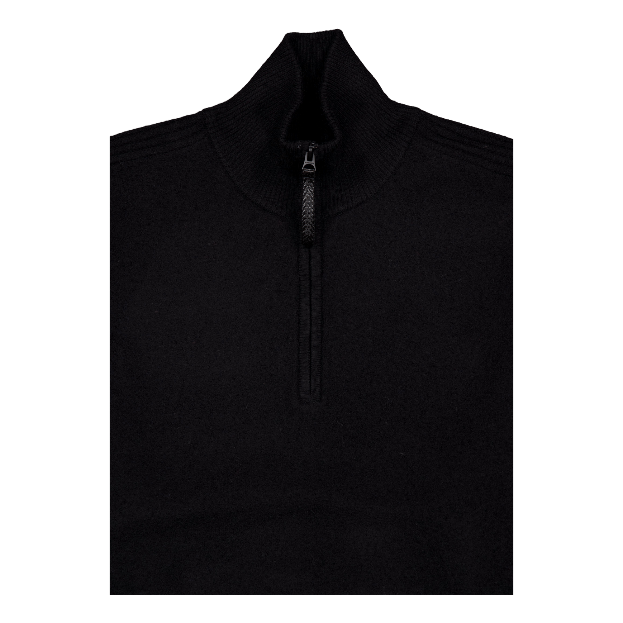 Bon Boiled Wool Quarter Zip Black