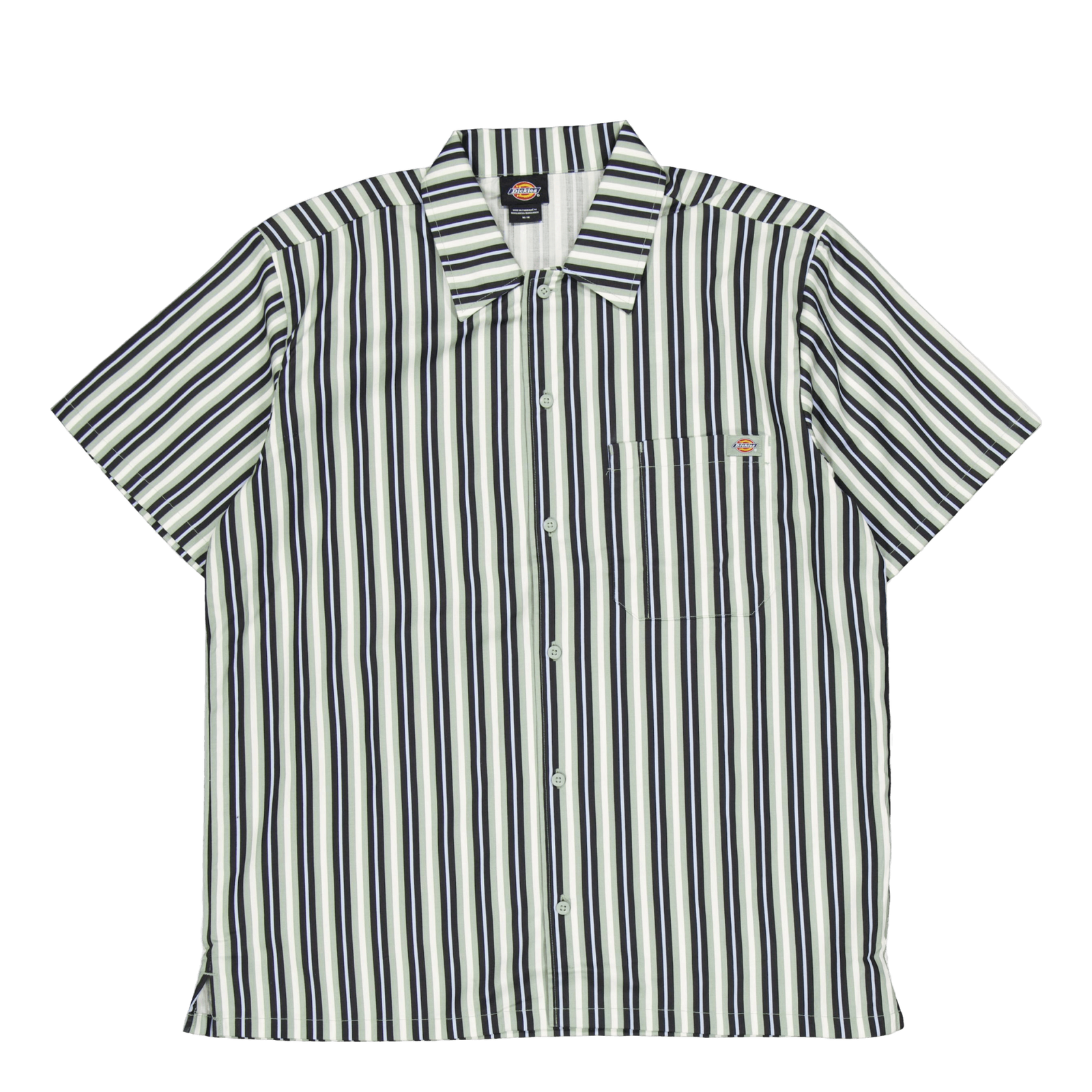 Multi Stripe Work Shirt Ss Ice Iceberg Green