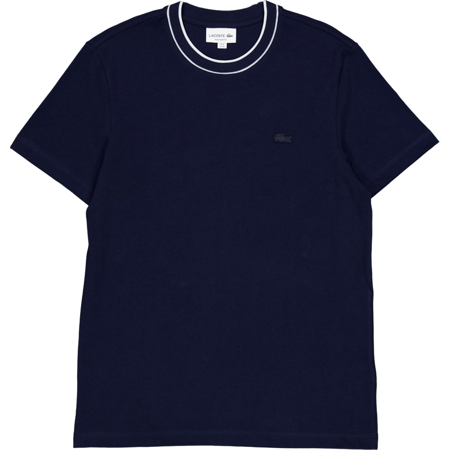 Stretch Piqué Stripe Collar T-shirt NAVY BLUE