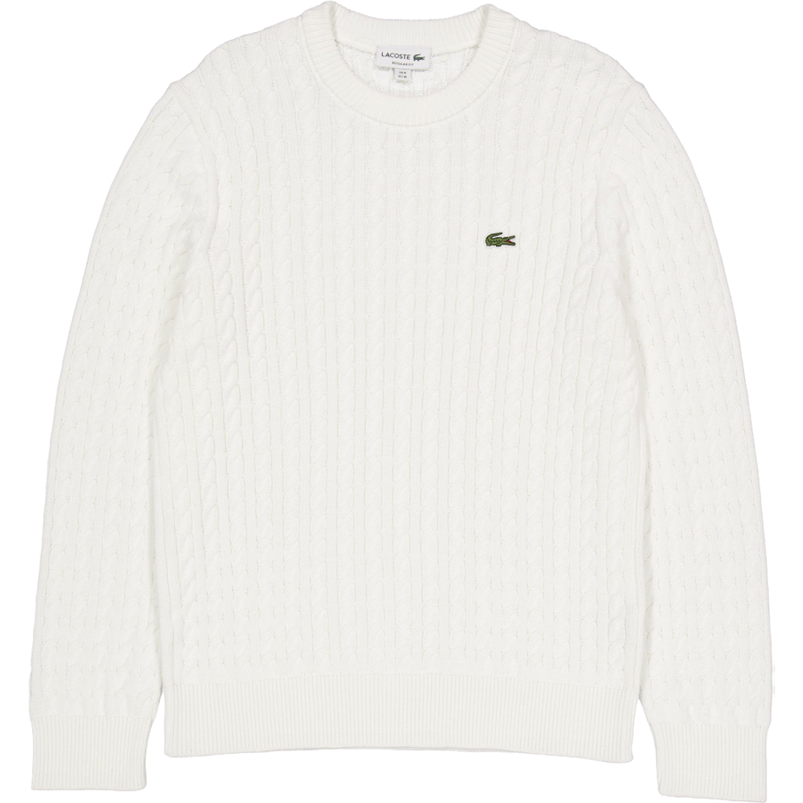 Cable Knit Cotton Sweater FLOUR/GREEN