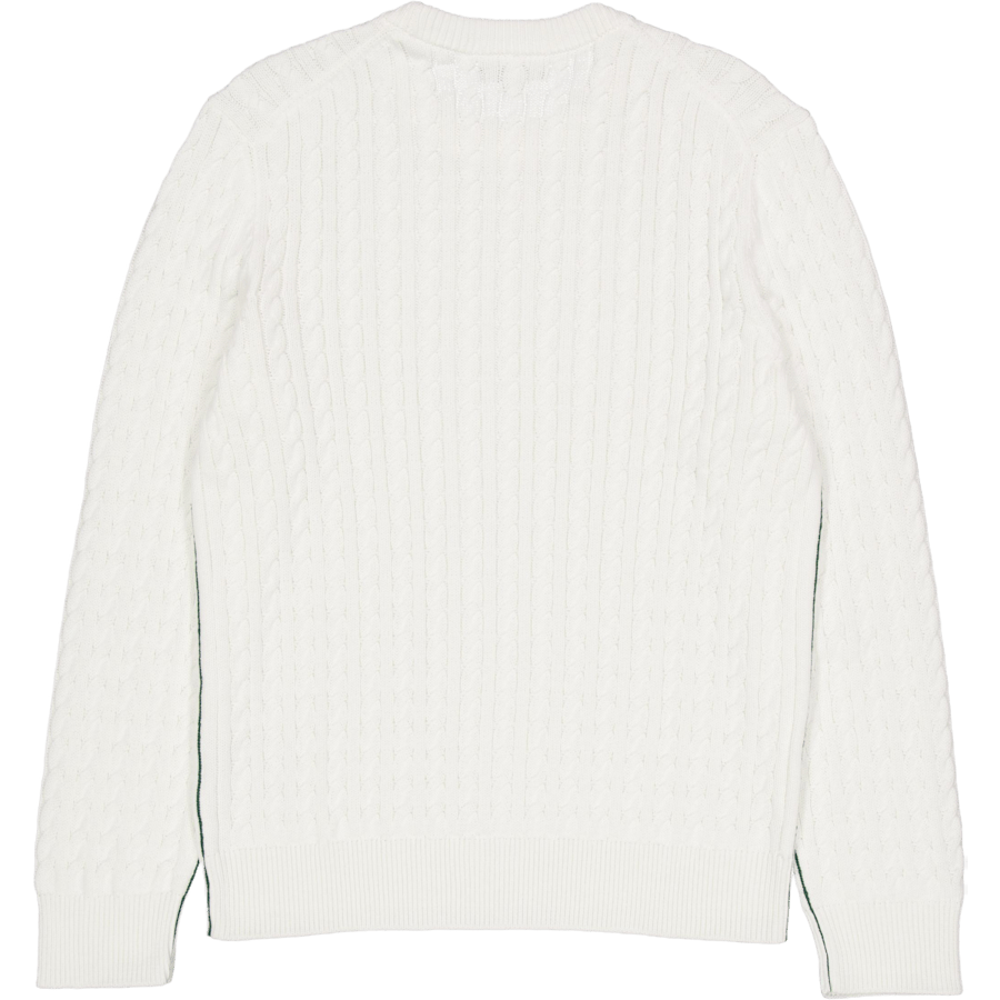 Cable Knit Cotton Sweater FLOUR/GREEN