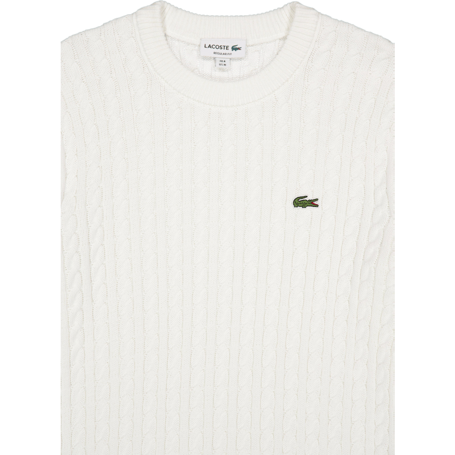 Cable Knit Cotton Sweater FLOUR/GREEN