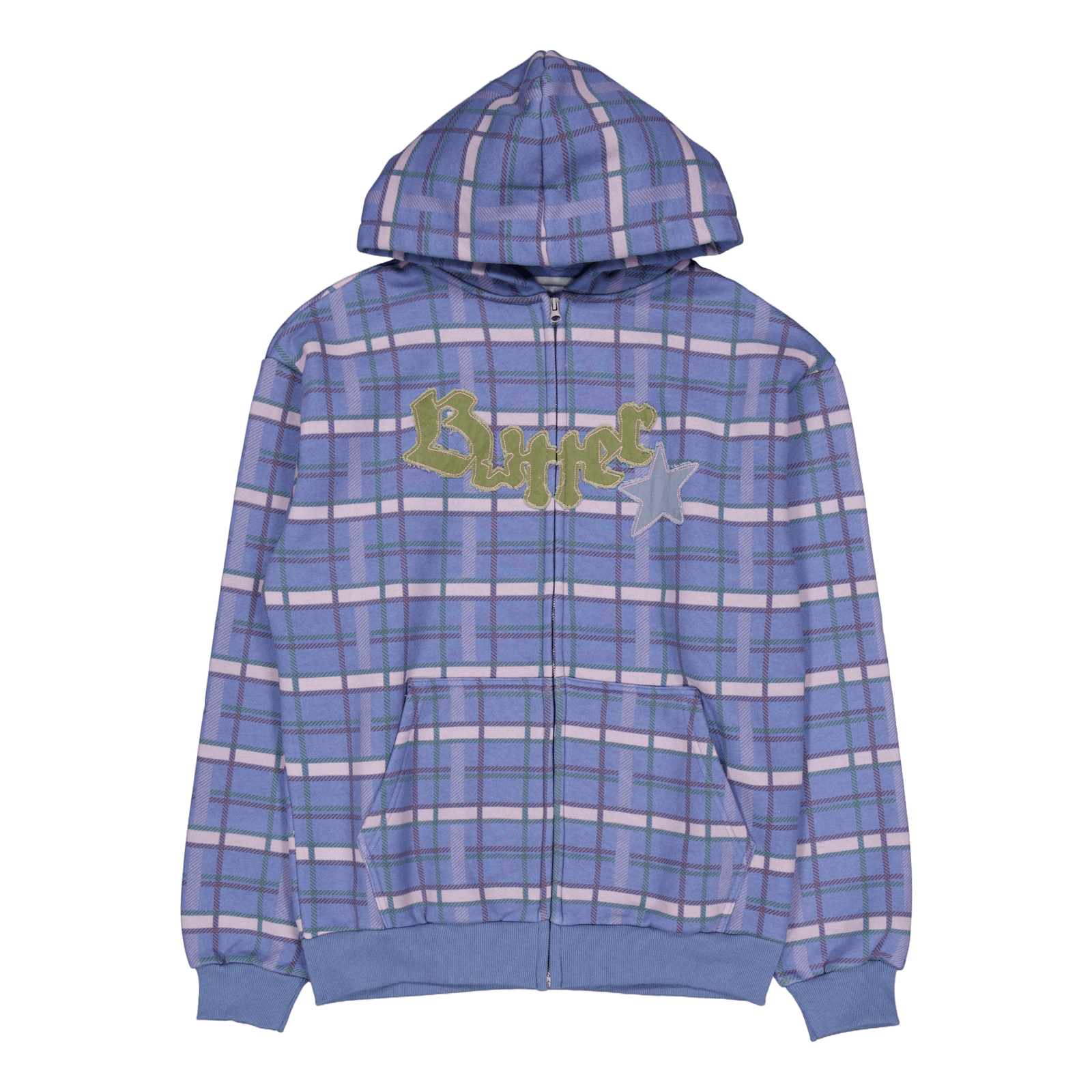 Edge Applique Zip-thru Hood Plaid