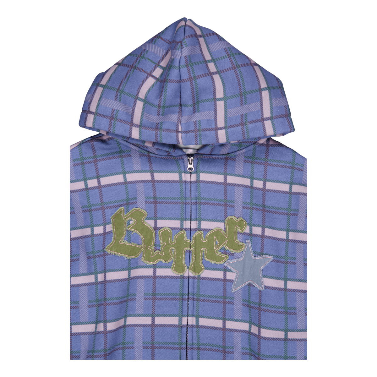 Edge Applique Zip-thru Hood Plaid