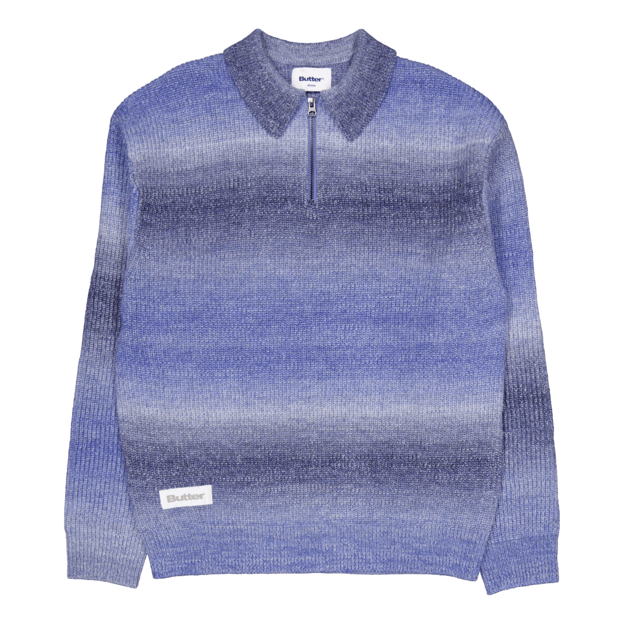 Beams 1/4 Zip Knit Polo Blue