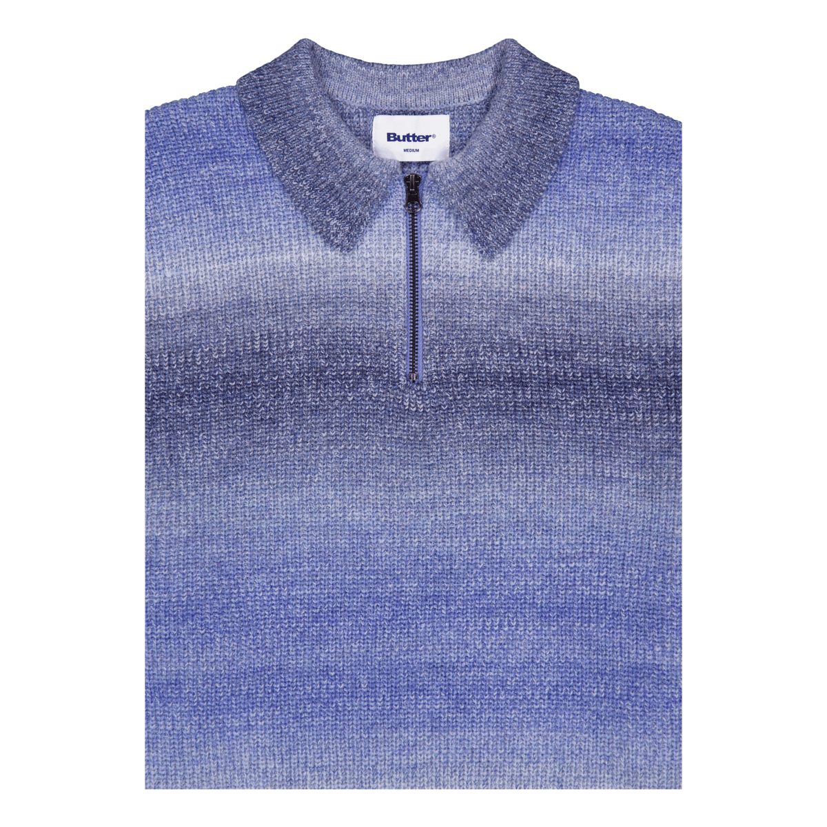 Beams 1/4 Zip Knit Polo Blue