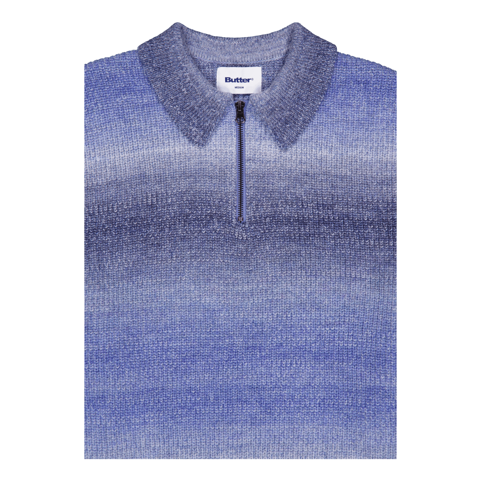 Beams 1/4 Zip Knit Polo Blue