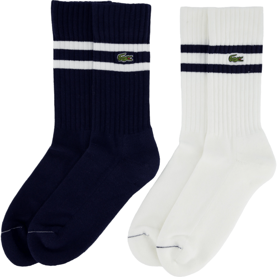 Ribbed Cotton Socks Navy Blue/white Hhw
