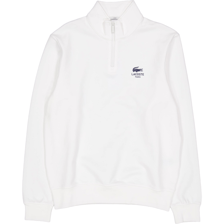 High Neck Zip-up Print Sweatsh White 70v