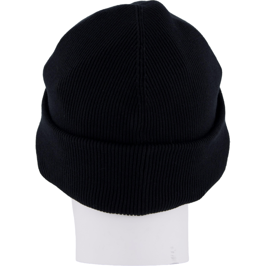 Ribbed Cotton Badge Beanie Noir 031