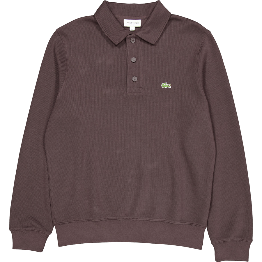 Ribbed Cotton Polo Collar Swea Brown Skb