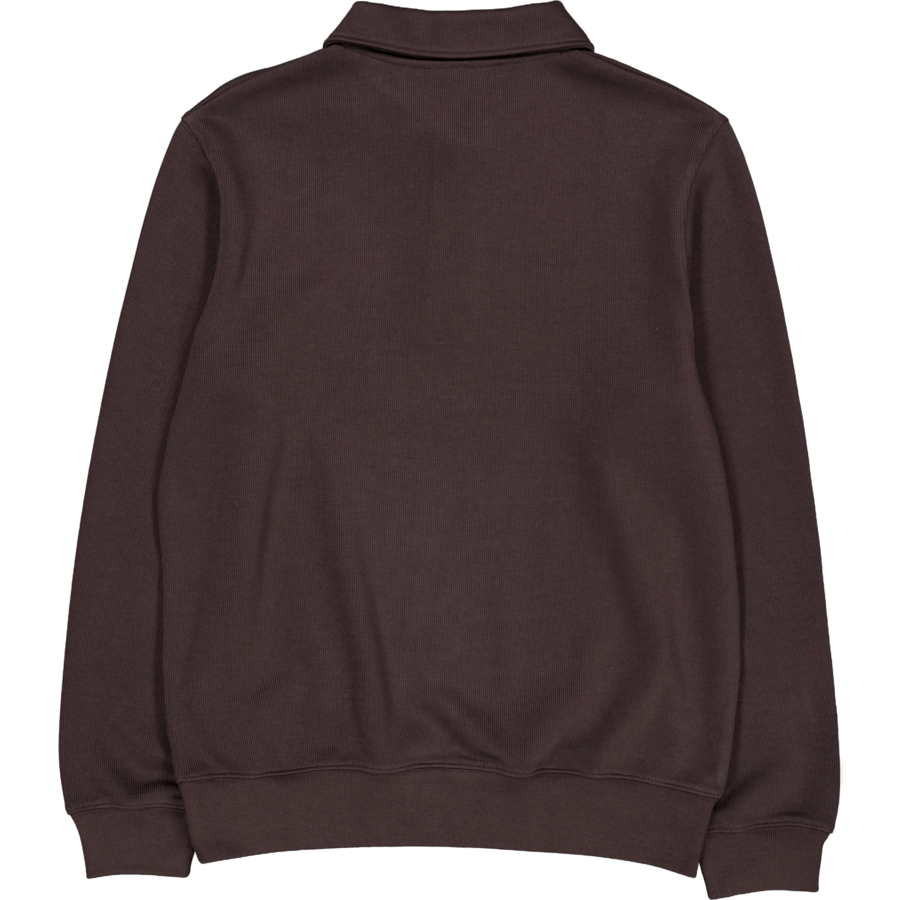 Ribbed Cotton Polo Collar Swea Brown Skb