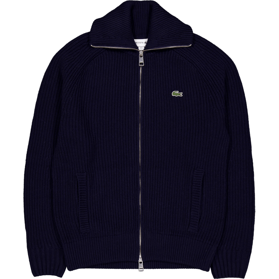 Carded Wool High Neck Zipped S Navy Blue