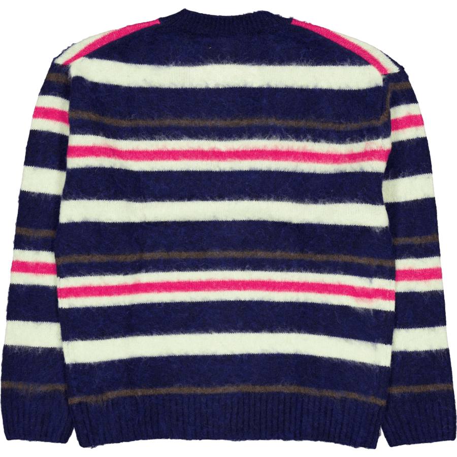 Relaxed Fit Striped Alpaca Woo Navy Blue/pollen 0-bigarr