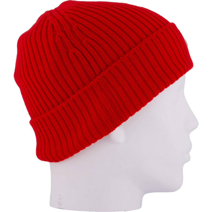Rib Knit Brushed Wool Beanie Red