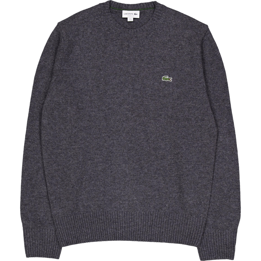 Carded Wool Crew Neck Sweater Heathered Grey