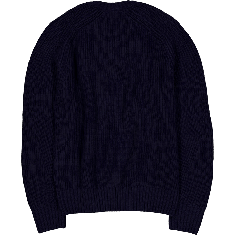 Thick Carded Wool Crew Neck Sw Navy Blue