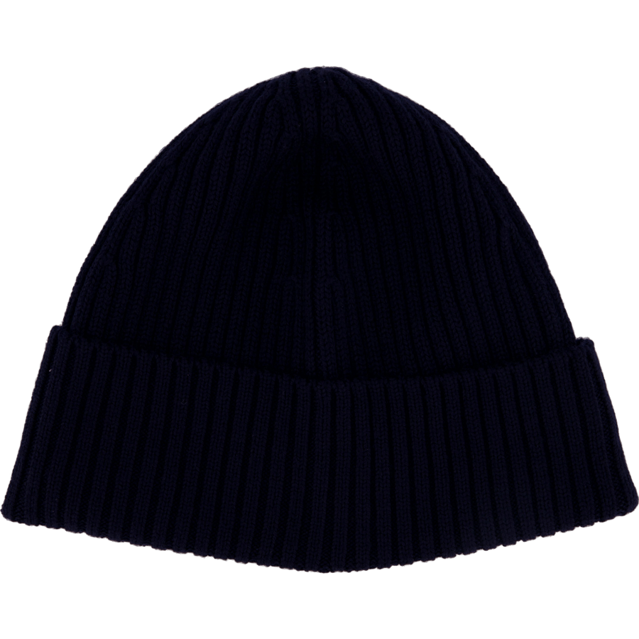 Rib Knit Brushed Wool Beanie Navy Blue