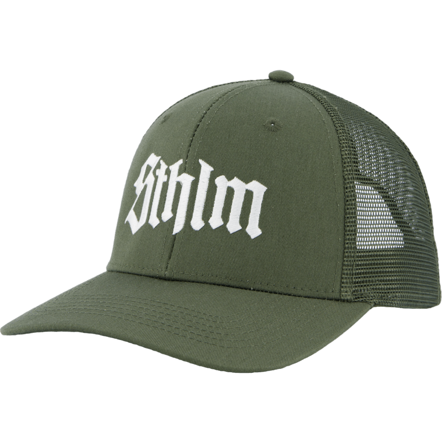 Sthlm Classic 6 Panel Trucker  Olive/white