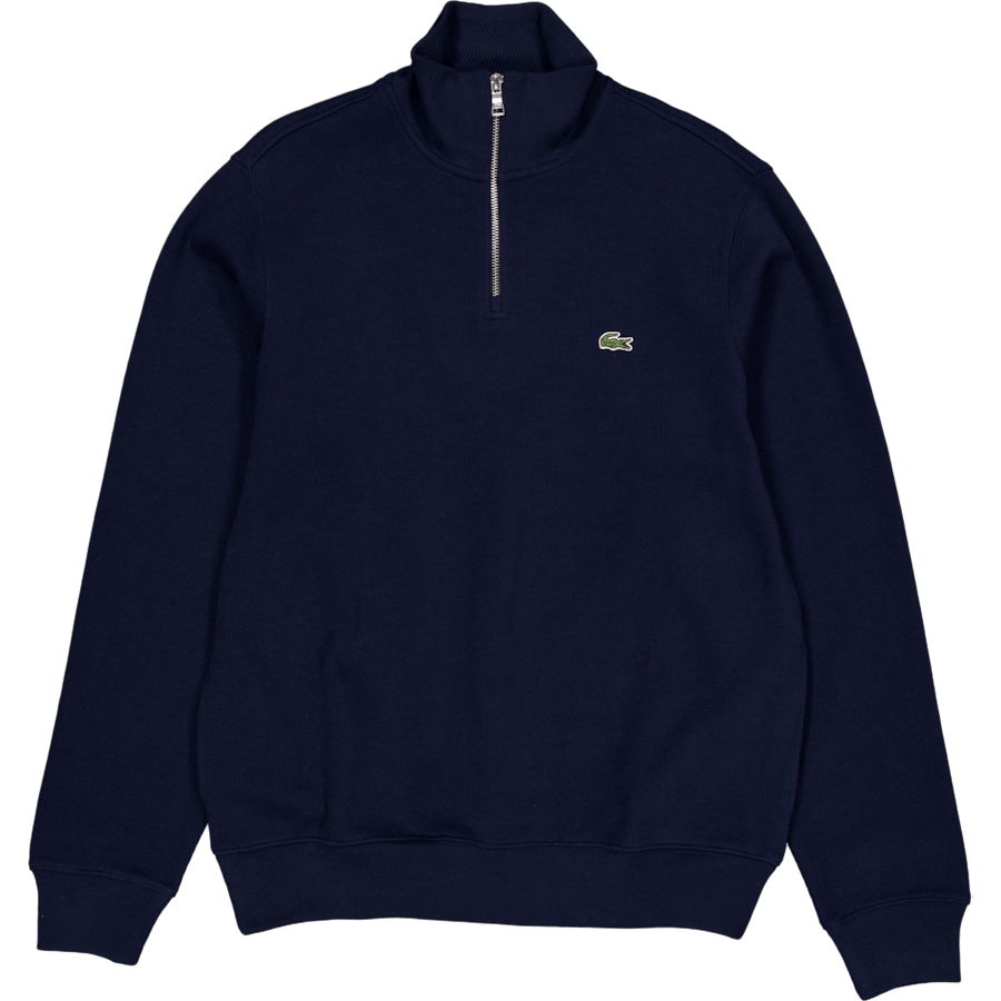 Zip-up High Neck Interlock Swe Navy Blue
