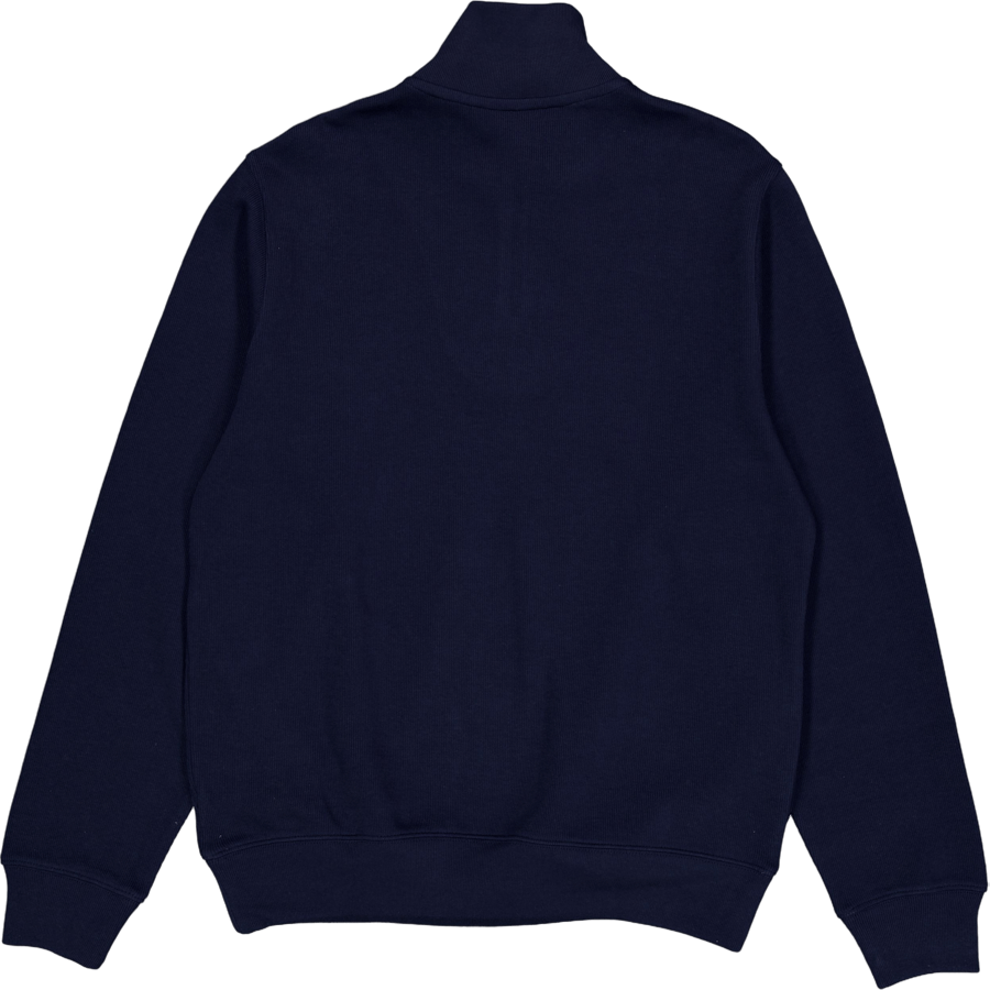 Zip-up High Neck Interlock Swe Navy Blue