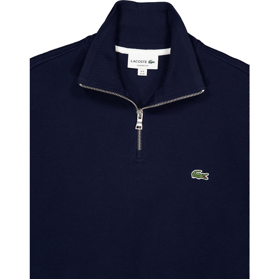 Zip-up High Neck Interlock Swe Navy Blue