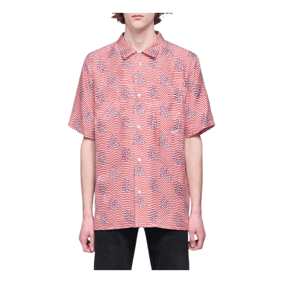 Flag Printed Dragon Shirt Pink