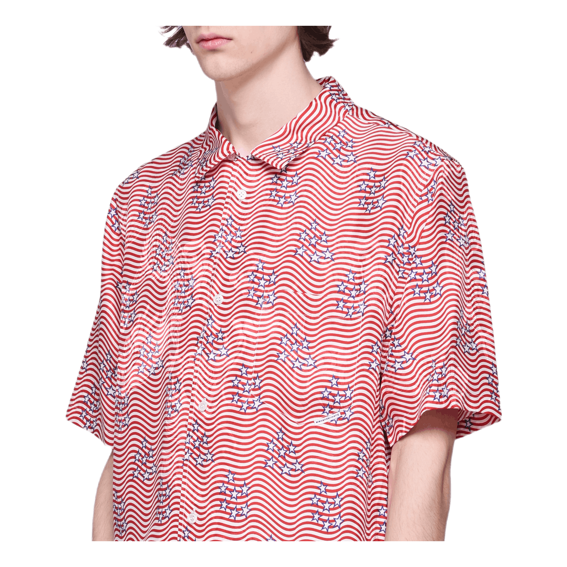 Flag Printed Dragon Shirt Pink