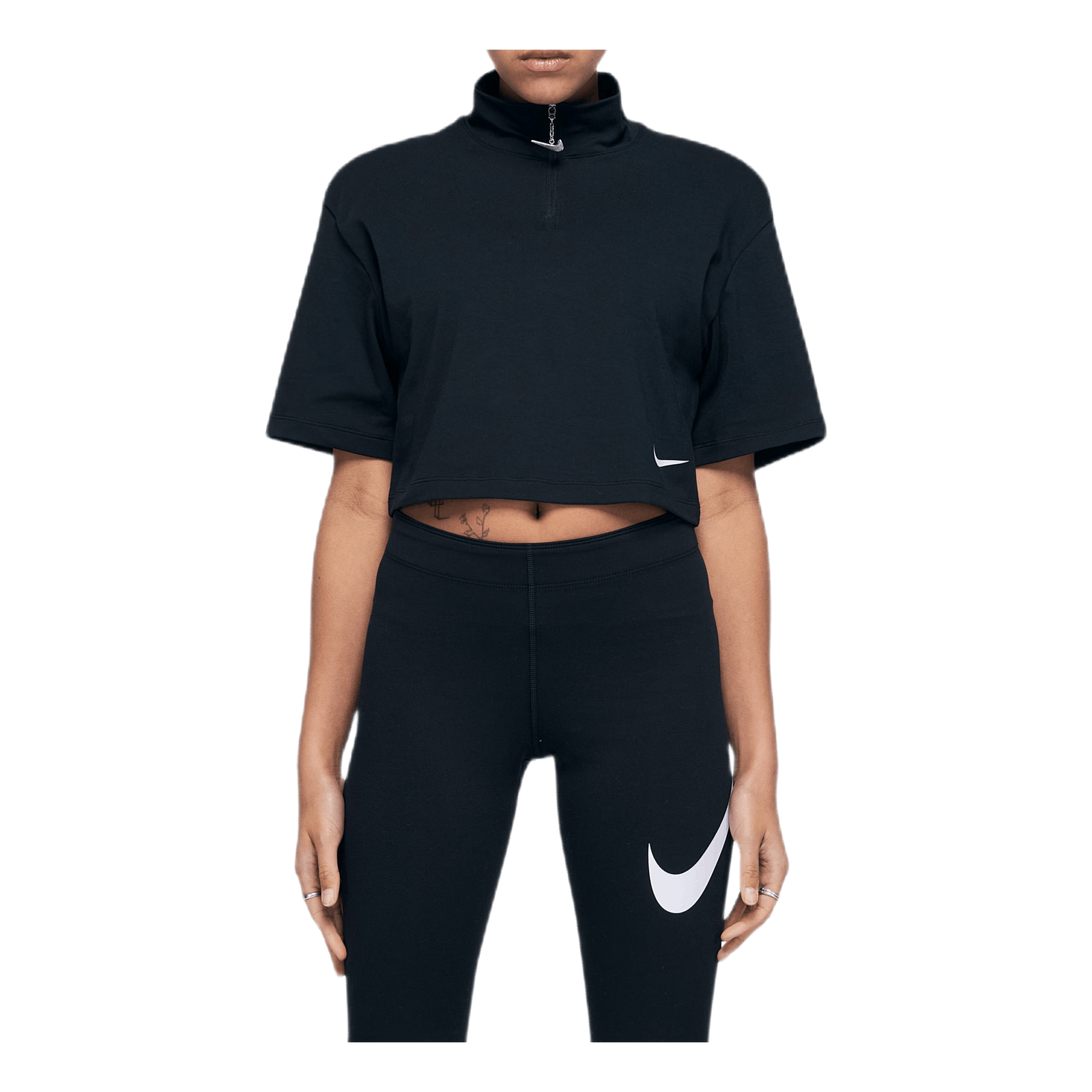 W Swoosh Top Ss Mock Black