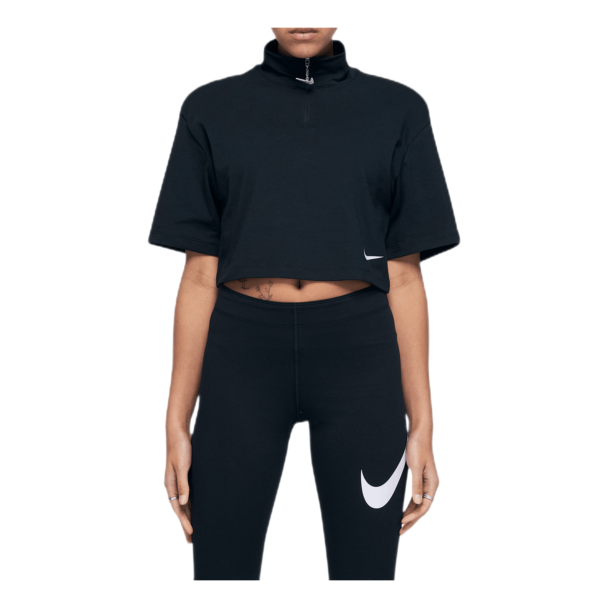 W Swoosh Top Ss Mock Black