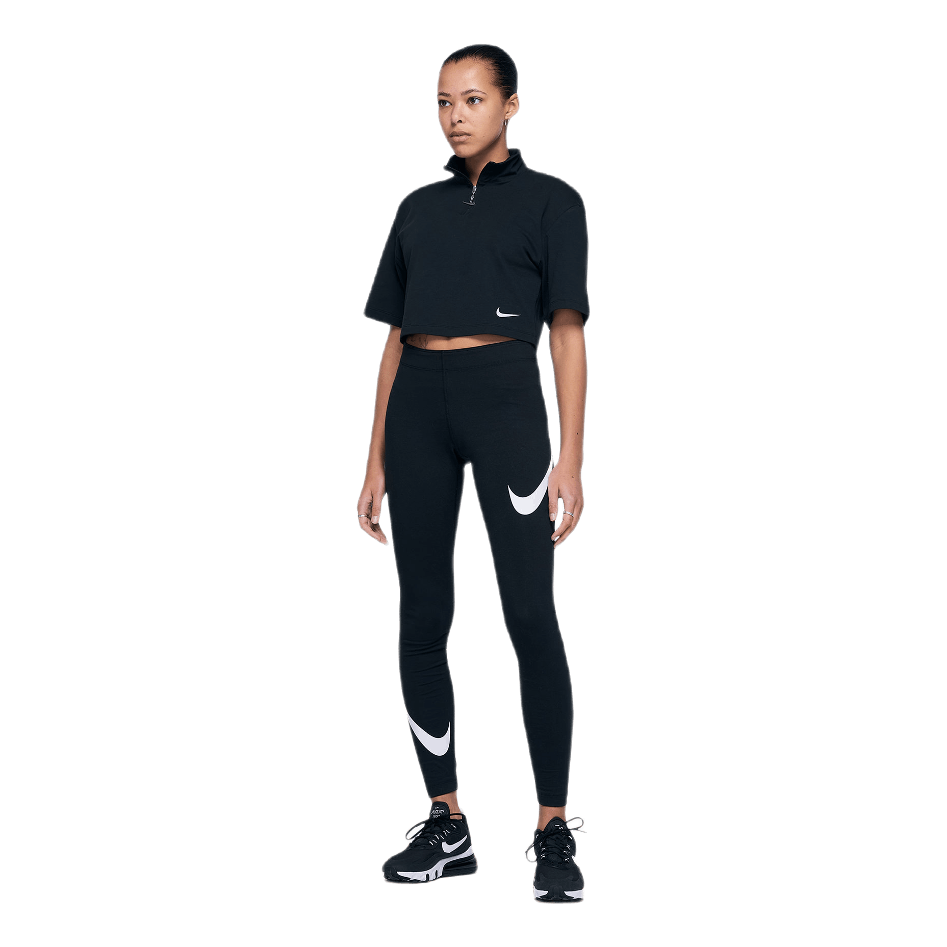 W Swoosh Top Ss Mock Black