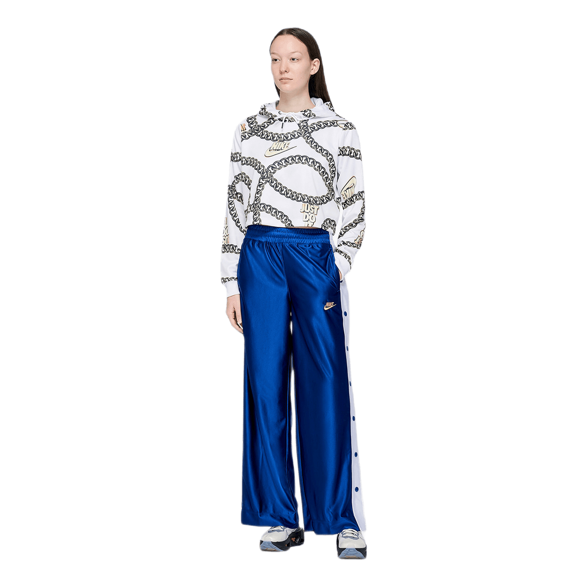 W Crop Top Hoodie White