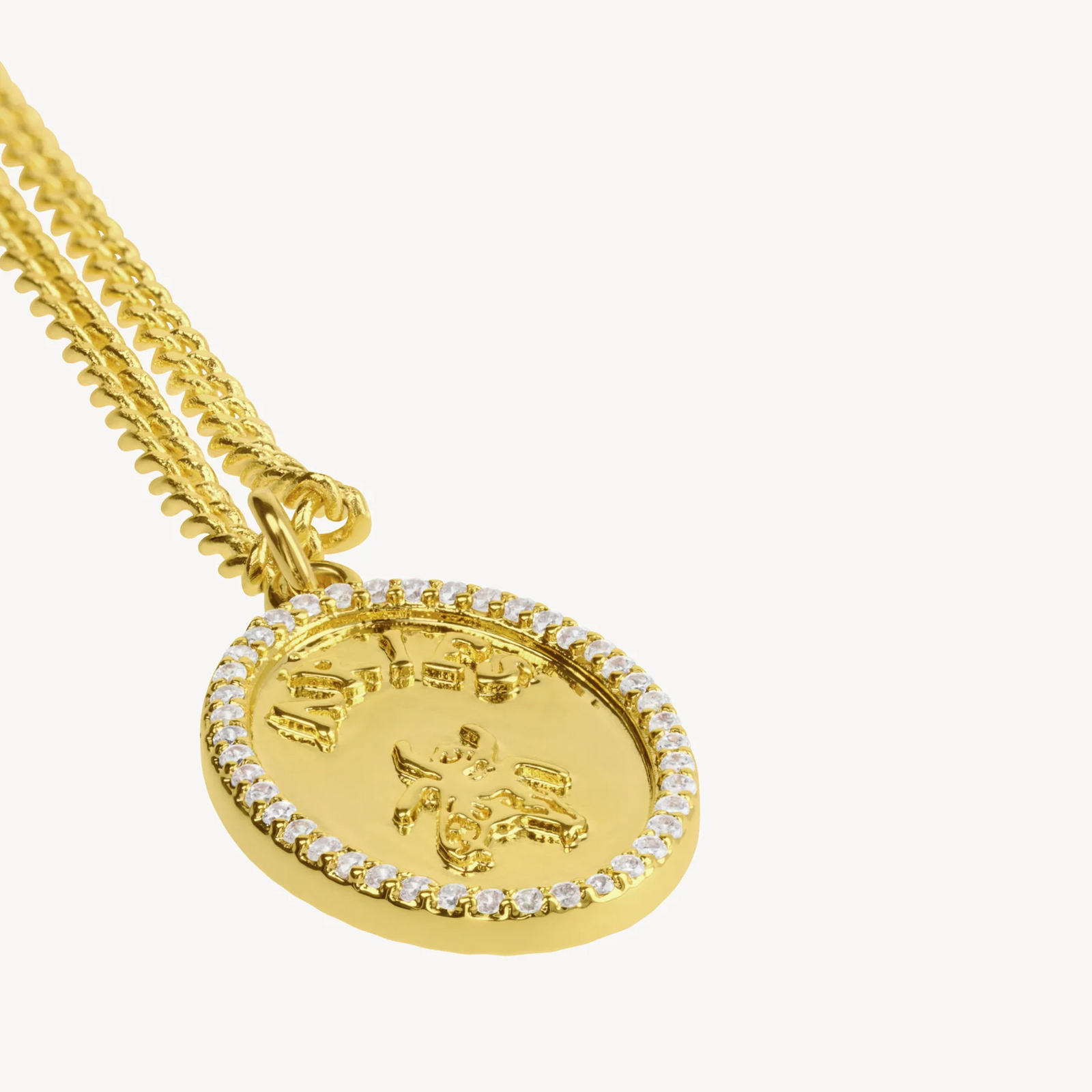 Chain Necklace With Fly Paved  Gold