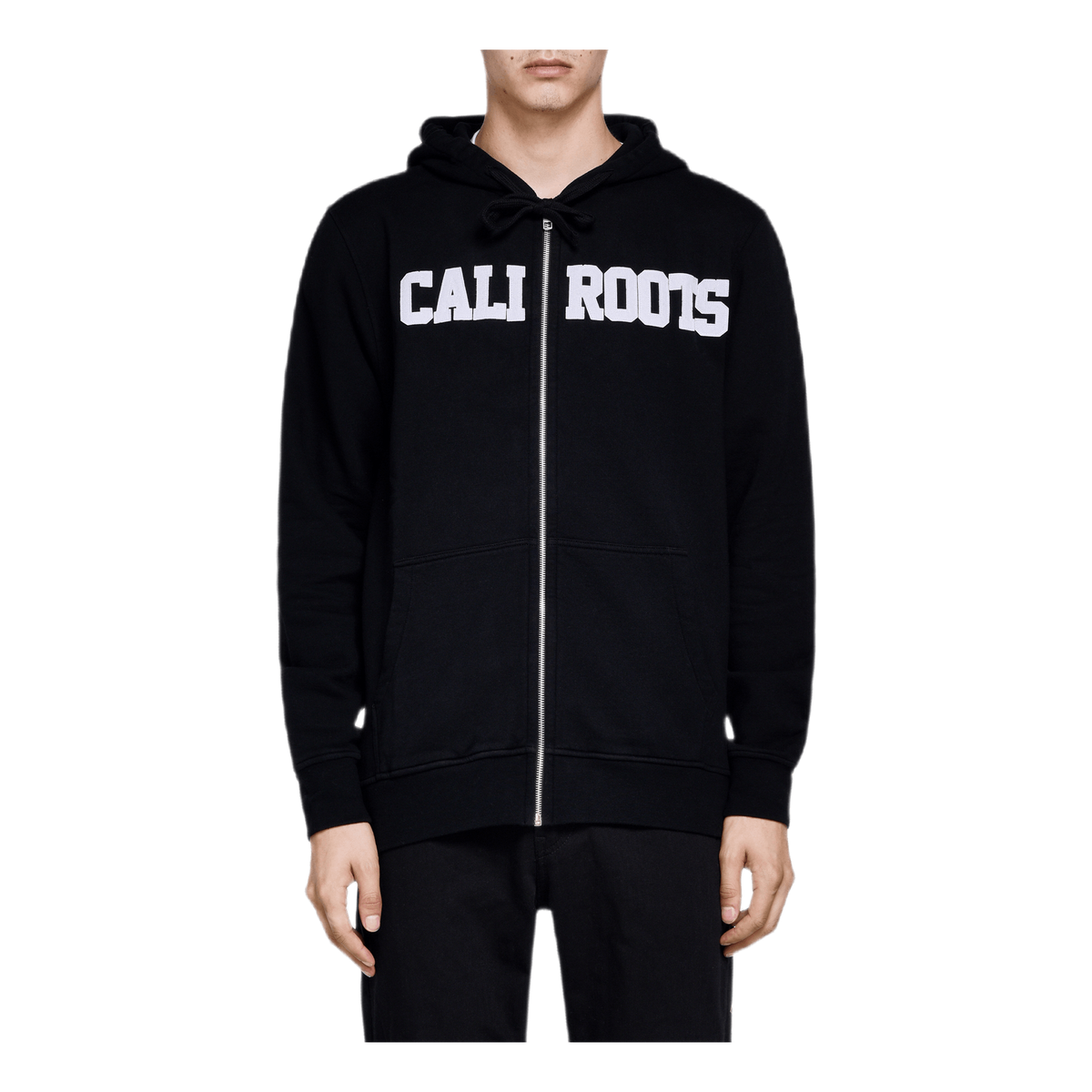 Felt Logo Zip Hoodie Black