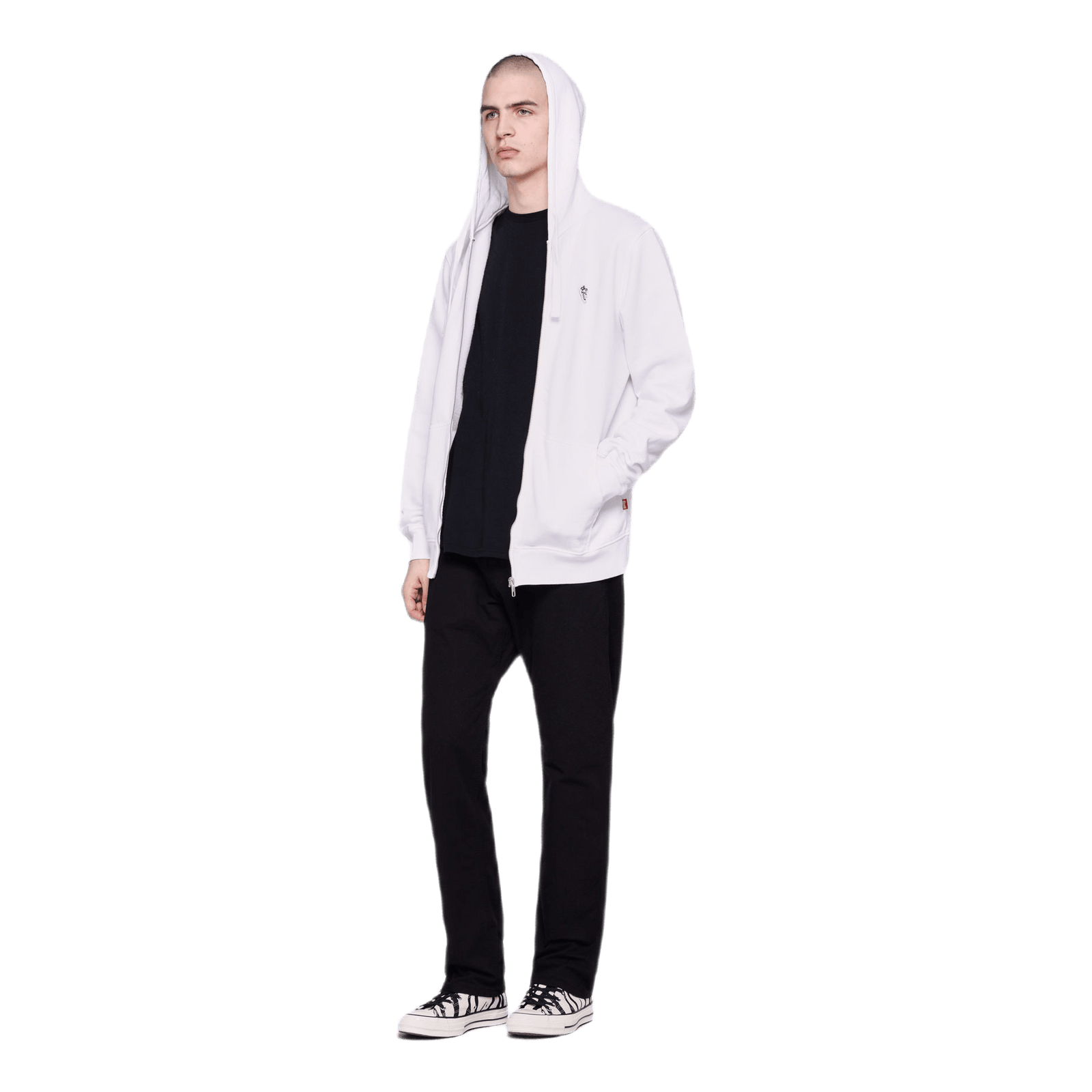 Palm Patch Zip Hoodie White