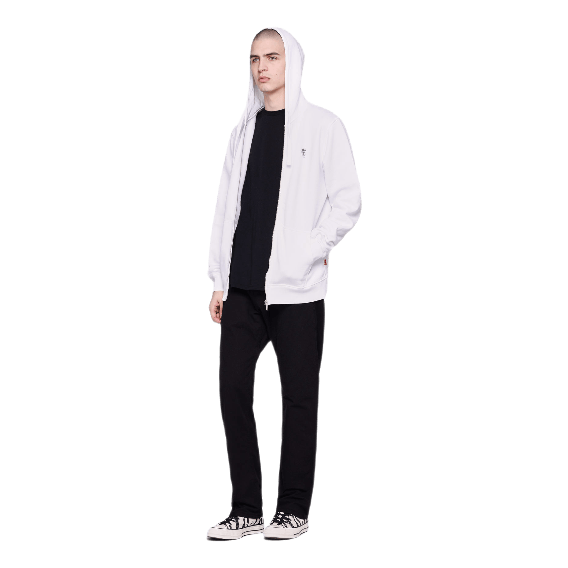 Palm Patch Zip Hoodie White