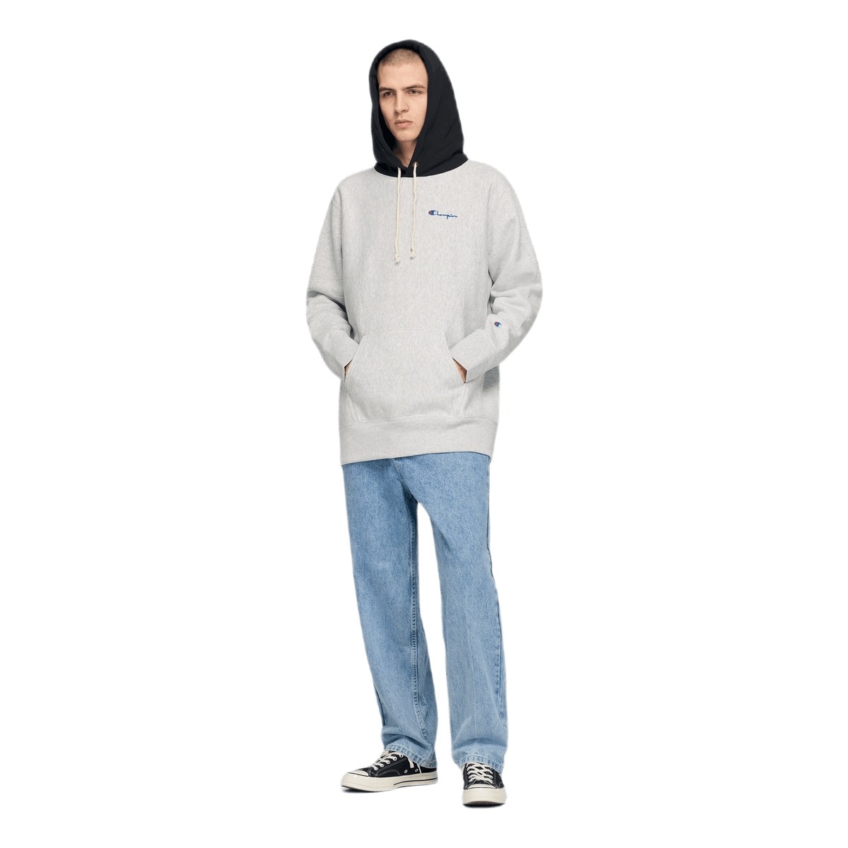 Color Block Hooded Sweatshirt Gray