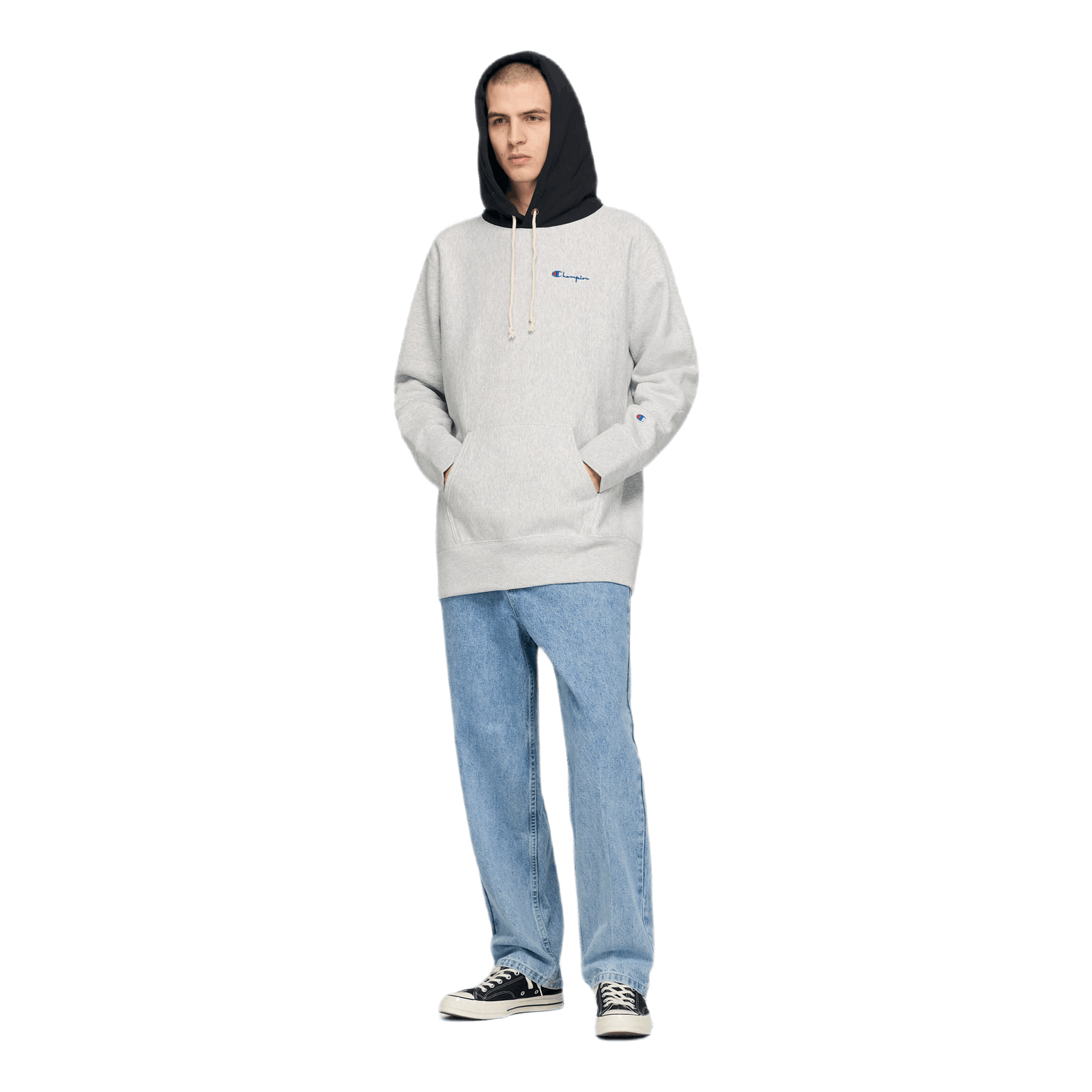 Color Block Hooded Sweatshirt Gray