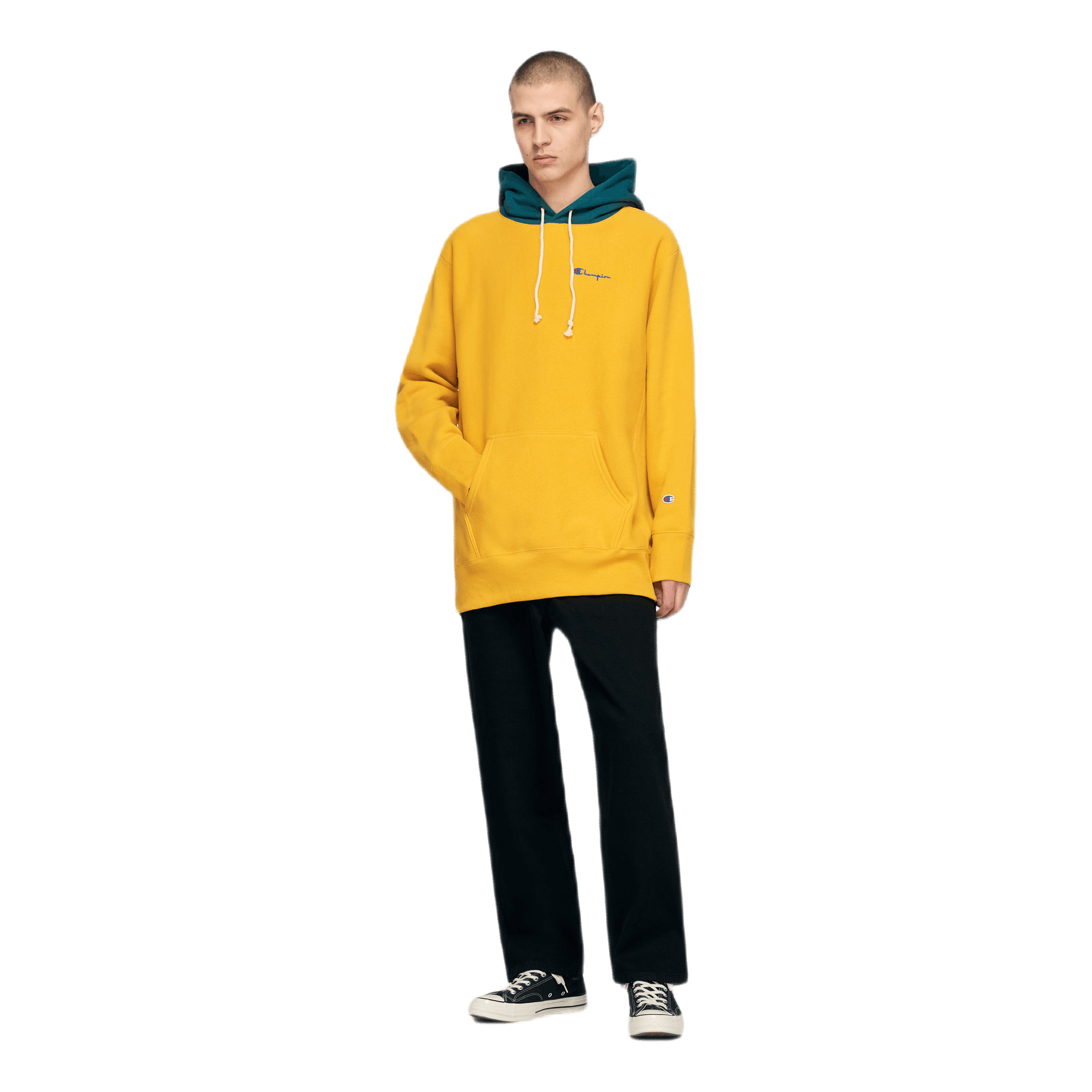 Color Block Hooded Sweatshirt Yellow