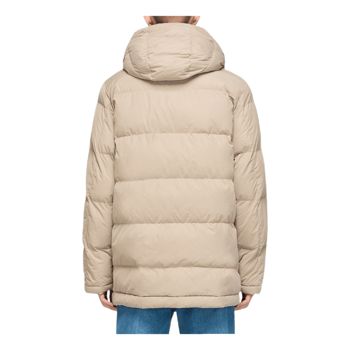 Long Hooded Puff Jacket Khaki