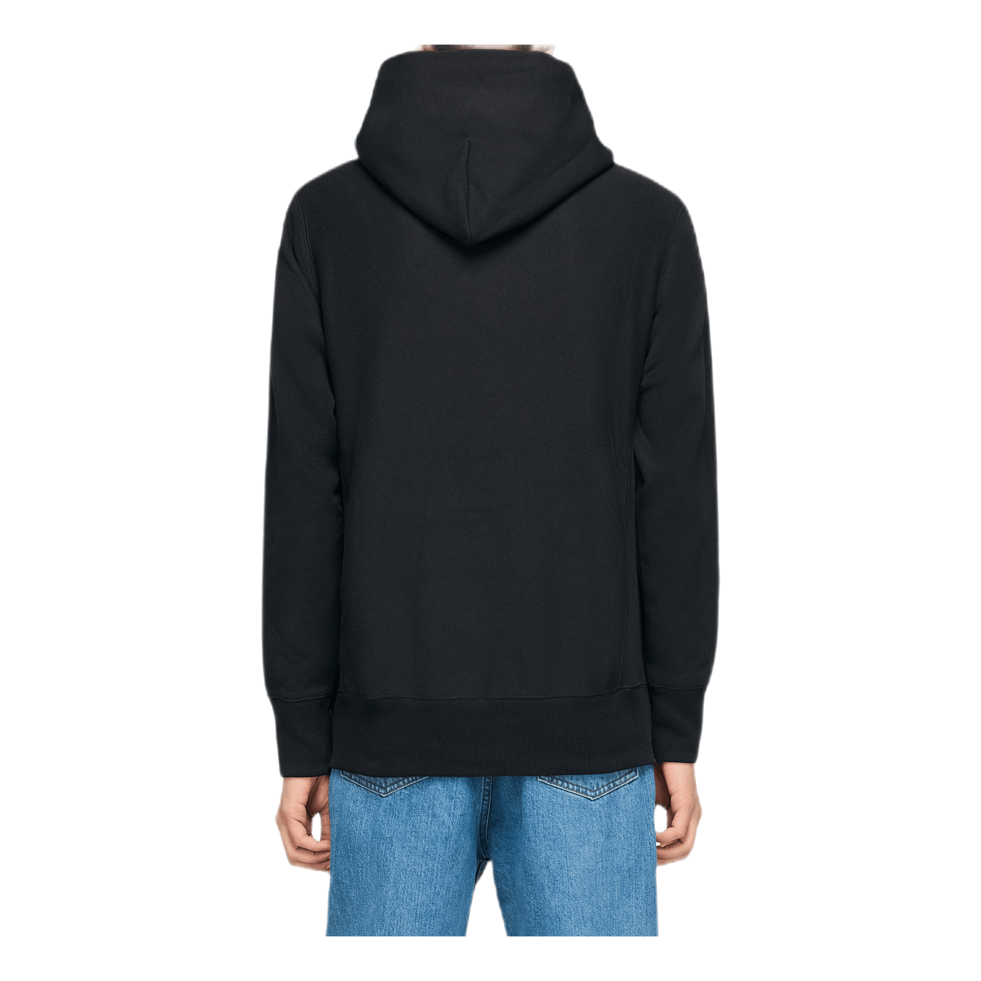 Reverse Weave Pullover Hood Black